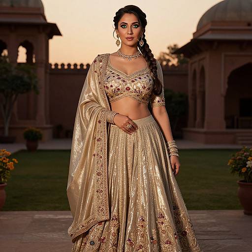 Elegant Indian Woman in Silk Churidar