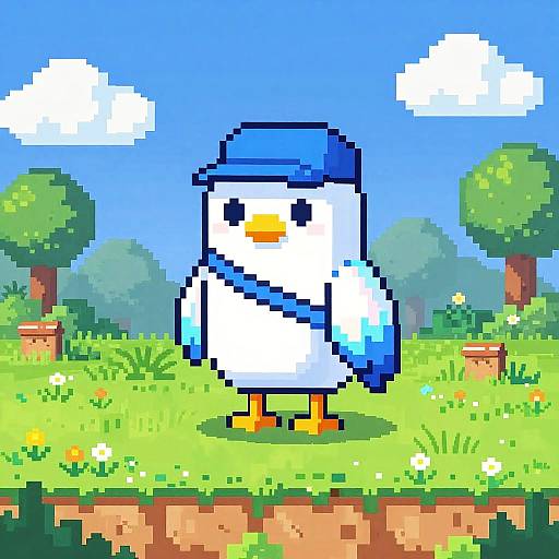 8-Bit Birdlike Android Landscape