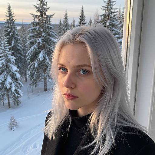 Nordic Woman Portrait in Winter Light