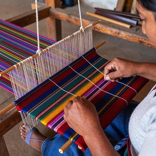 Purepecha Artisan Weaving Vibrant Textiles