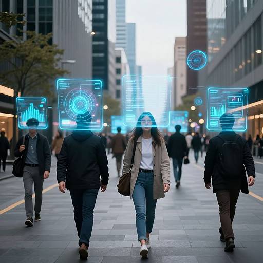 Futuristic Cityscape with AR Holograms