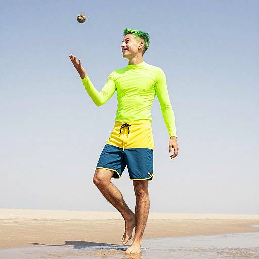 Youthful Neon Surfer Juggling Pebbles