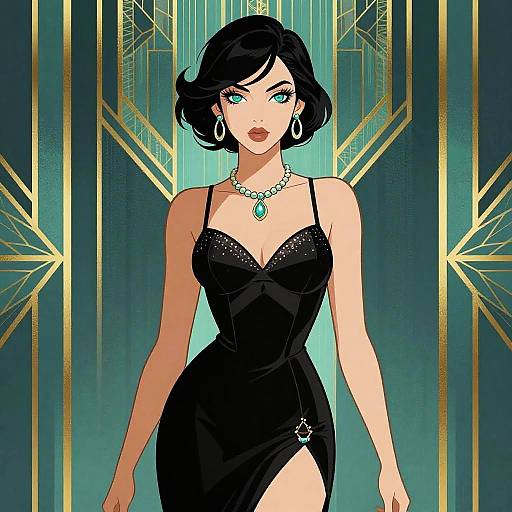 Art Deco Cyberpunk Erotic Woman