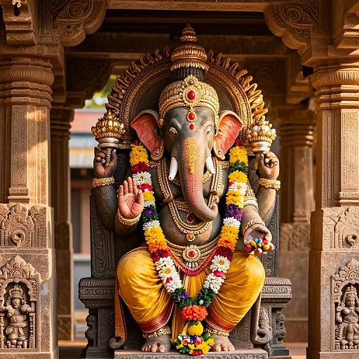 Intricate Pillaiyar Statue in Ancient Temple