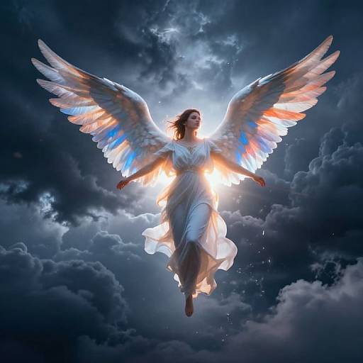 Ethereal Archangel Soaring Through Storm