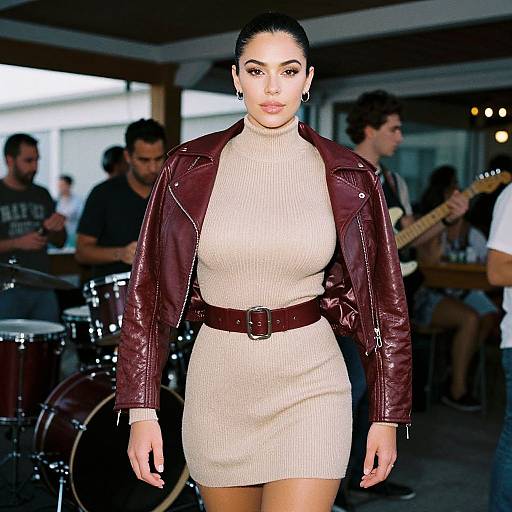 Urban Chic Woman at Beach Bar