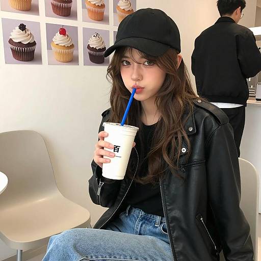 Stylish Woman in a Cozy Café Setting