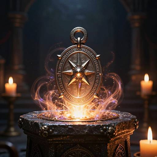 Glowing Soulbound Amulet on Altar