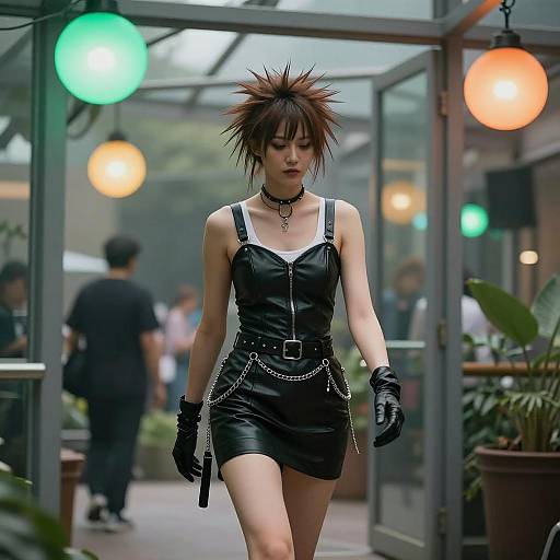 Stylish Woman in Urban Glass Setting