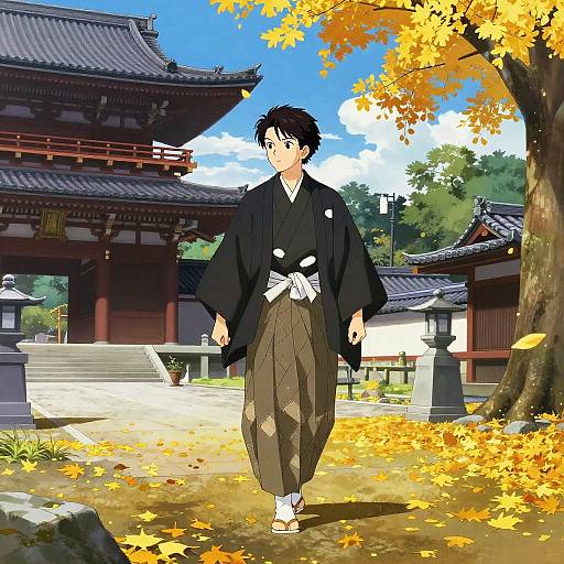 Noble Calligrapher in Ancient Temple