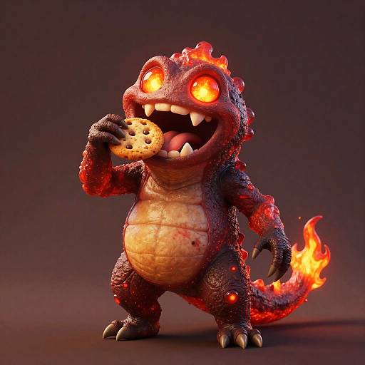 Happy Lava Golem Eating Cookie