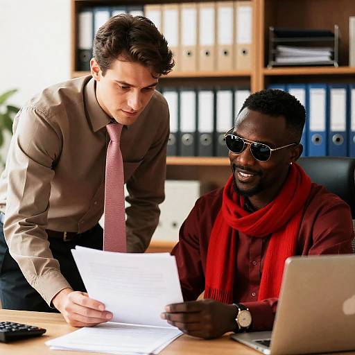 Office Interaction Between Two Professionals
