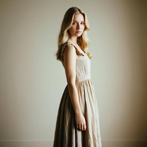 Young Blonde Woman in Vintage Dress