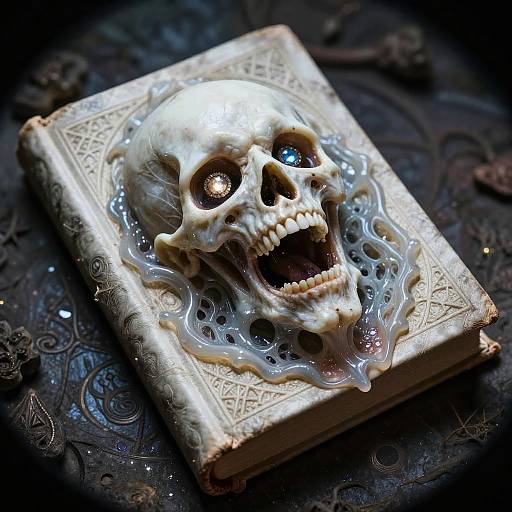 Necromancy Book with Skull Cover and Glowing Eyes