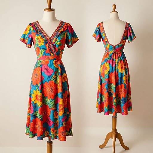 Vintage 1970s Psychedelic Midi Dress
