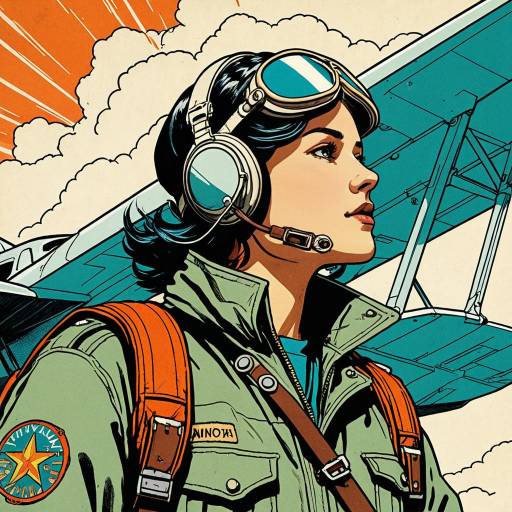 Vintage Aviator in Dynamic Art Style