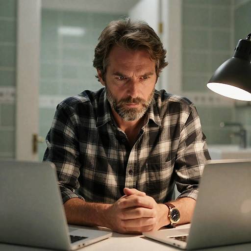 Focused Middle-Aged Man at Desk