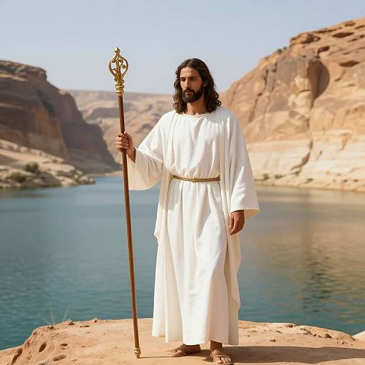Jesus by Desert Lake Reflection