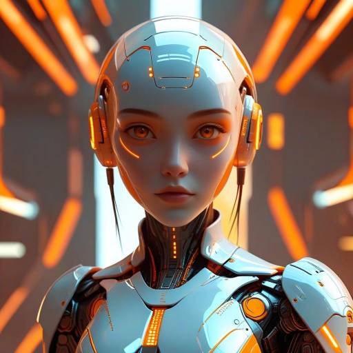 Futuristic Female Android in Cyberpunk Style