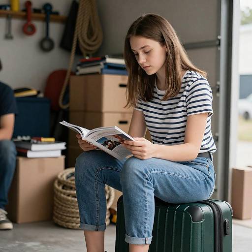 Focused Young Woman in Garage Setting