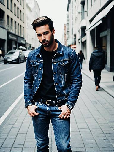 Candid Man in Stylish Jeans Outfit