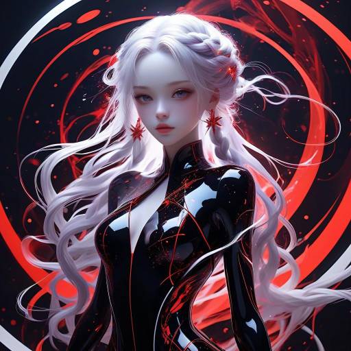 Elegant Anime Girl in Futuristic Art