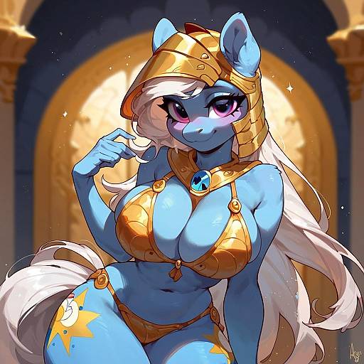 Cheerful Anthro Pony Guard at Castle