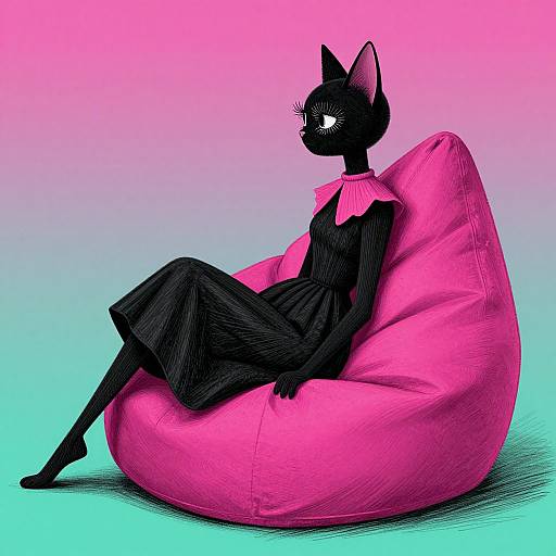 Anthropomorphic Cat in Avant-Garde Fashion