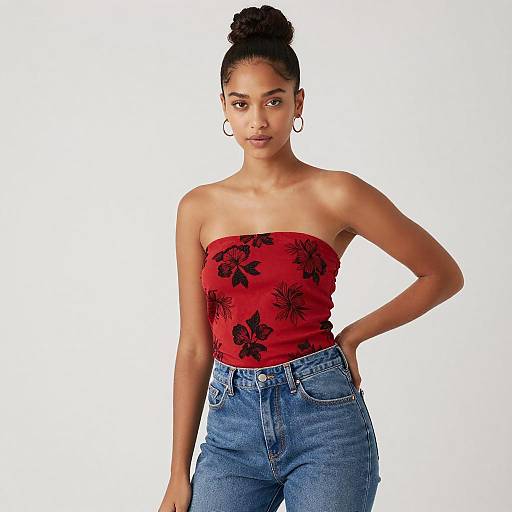 Confident Young Woman in Red Top