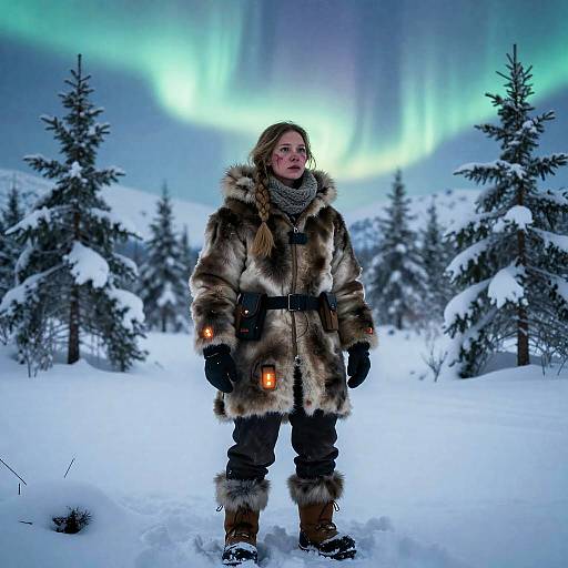 2866 Sami Woman Under Northern Lights