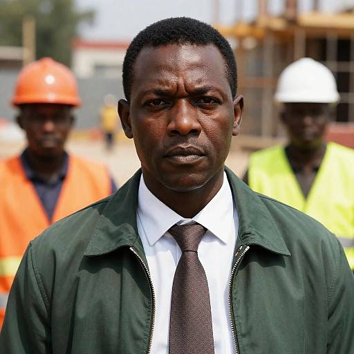 Serious Black Man in Construction Setting