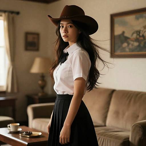 Dramatic Cowboy Shot in Living Room