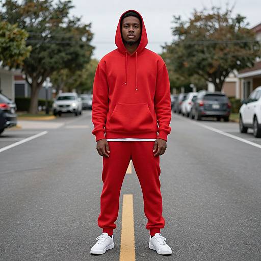 Man in Red Hoodie Streetwear