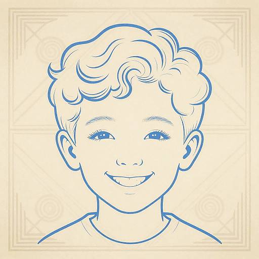 Art Deco Minimalist Portrait Boy