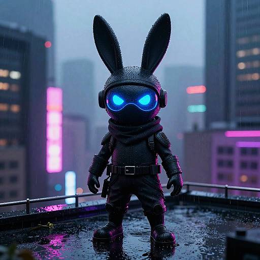 Enigmatic Cyber Ninja Rabbit Night