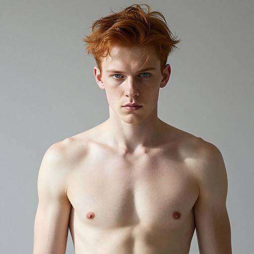 Portrait of Shirtless Red-Haired Man