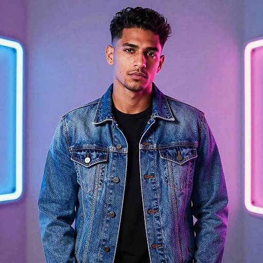 Stylish Man Portrait with Neon Urban Vibe