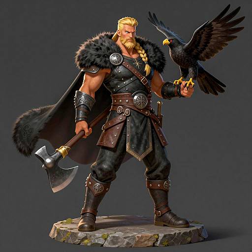 Viking Warrior with Falcon and Axe