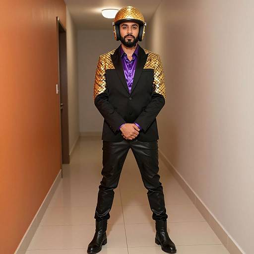 Stylish Disco Party Man in Hallway