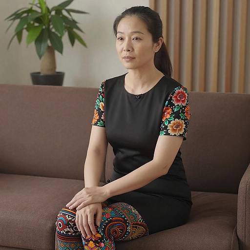 Portrait of Asian Woman on Couch