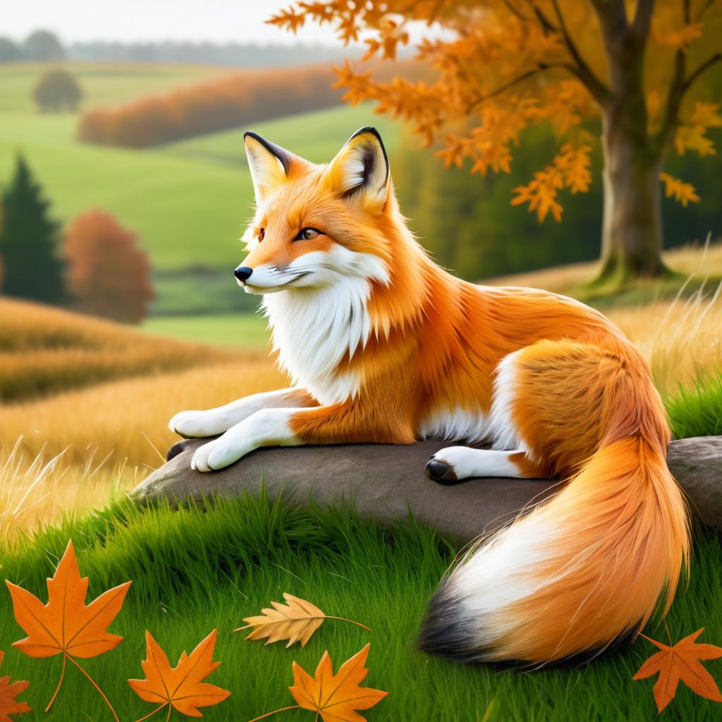 Charming Fox in Tranquil Autumn Landscape