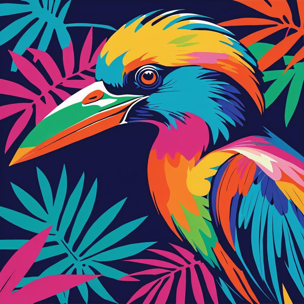 Tropical Bird in Warhol's Bold Style