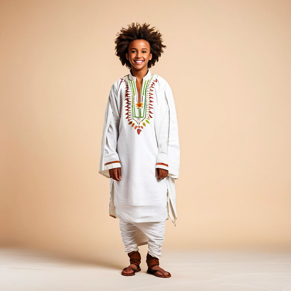 Delighted Ethiopian Youth in Traditional Attire