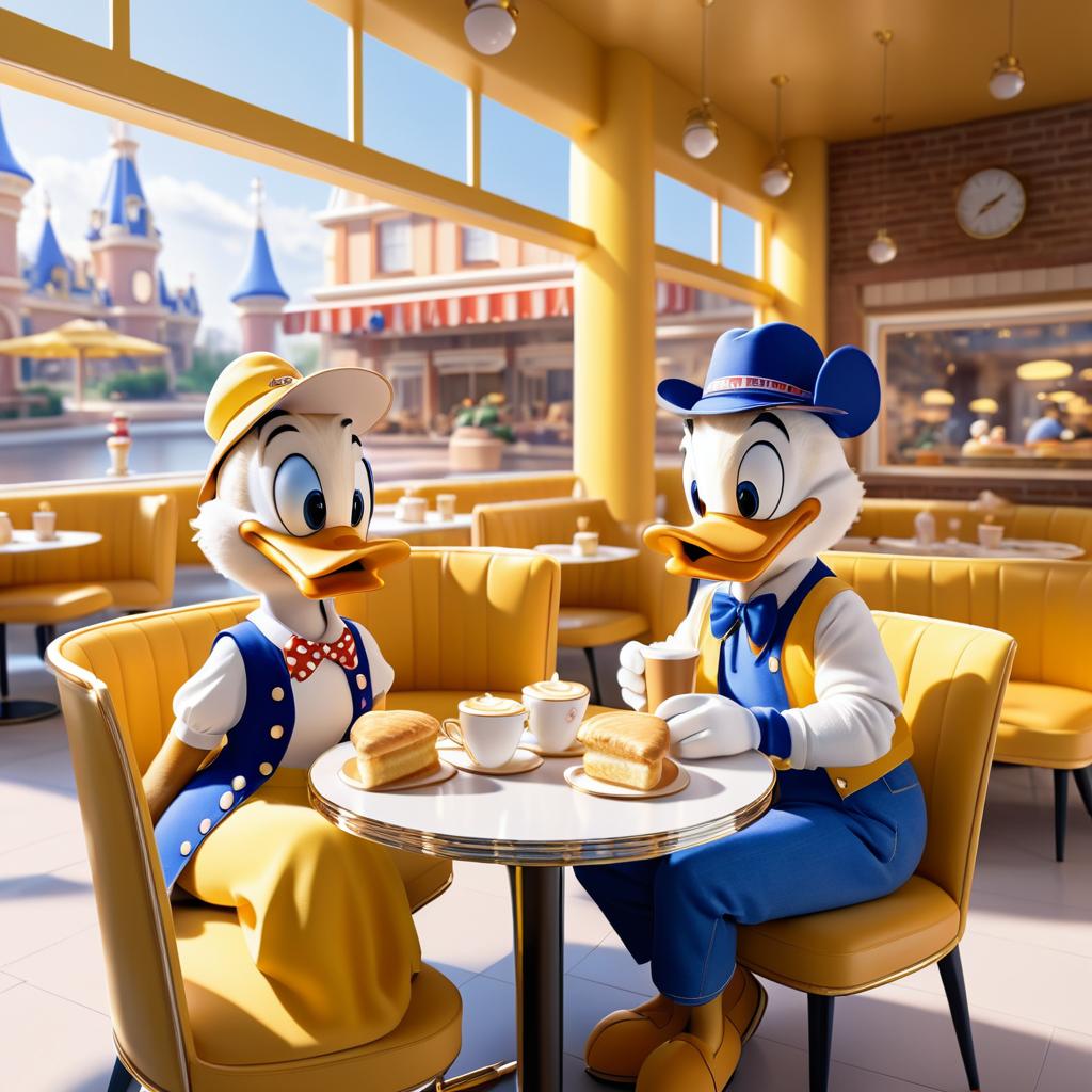 Young Donald and Daisy Duck Breakfast Scene