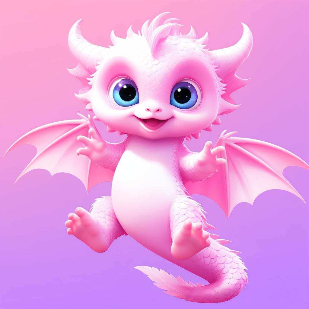 Playful Baby Monster in a Pink Dream