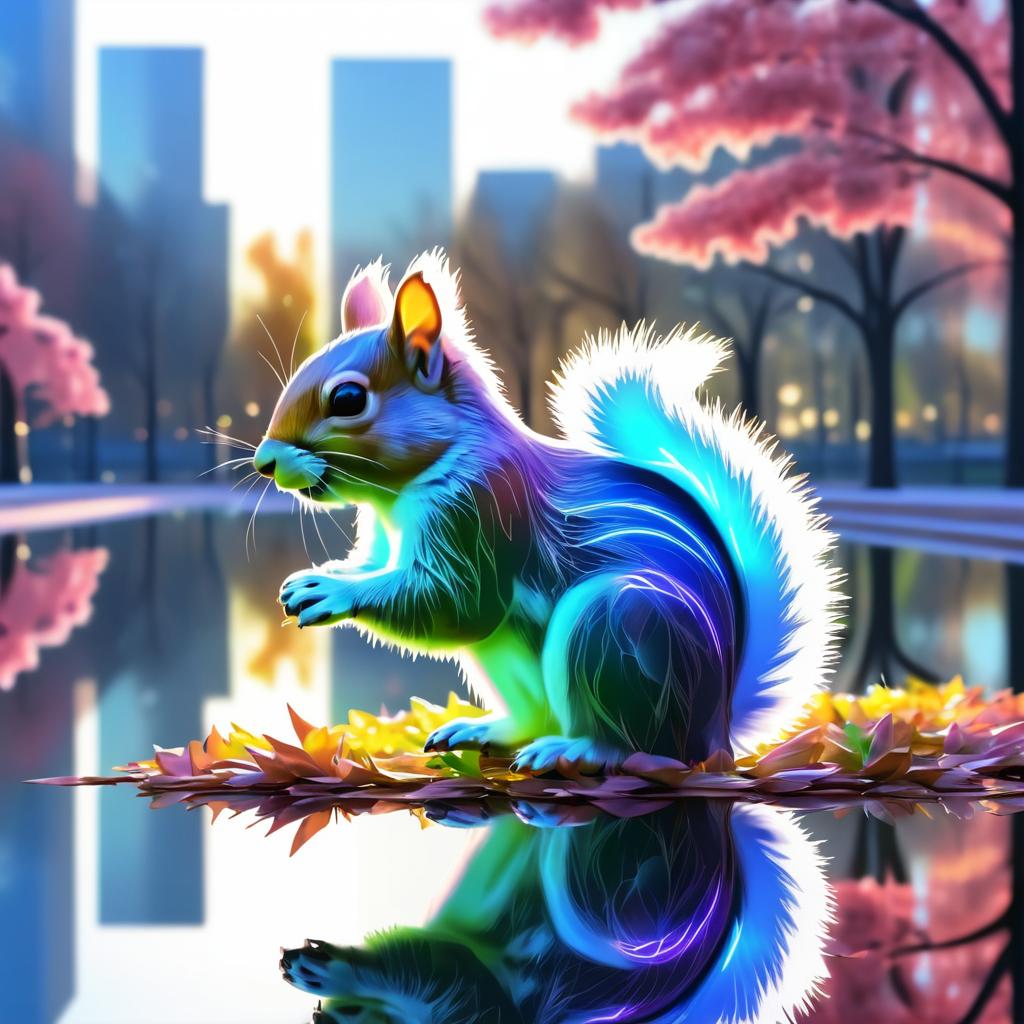 Translucent Squirrel in Urban Park