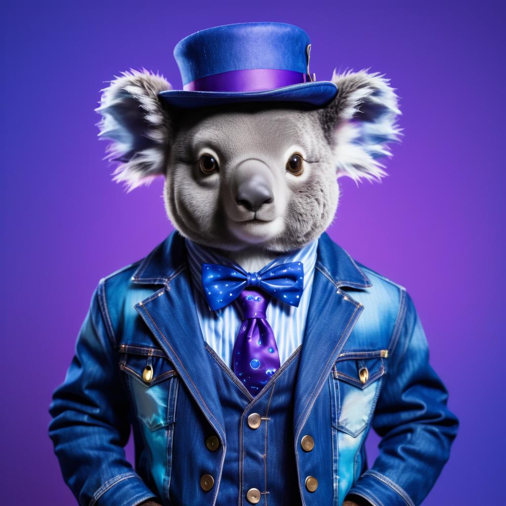 Koala in Stylish Denim and Tophat