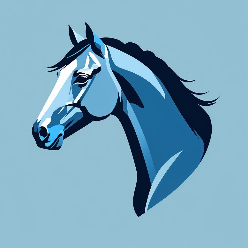 Minimalist Dusty Blue Horse Illustration