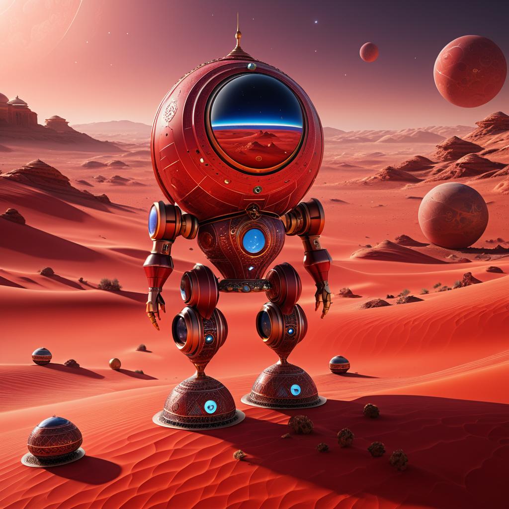 Persian-Inspired Droid on Martian Landscape