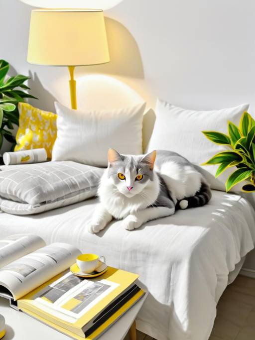 Cozy Cat Napping on a Pillow